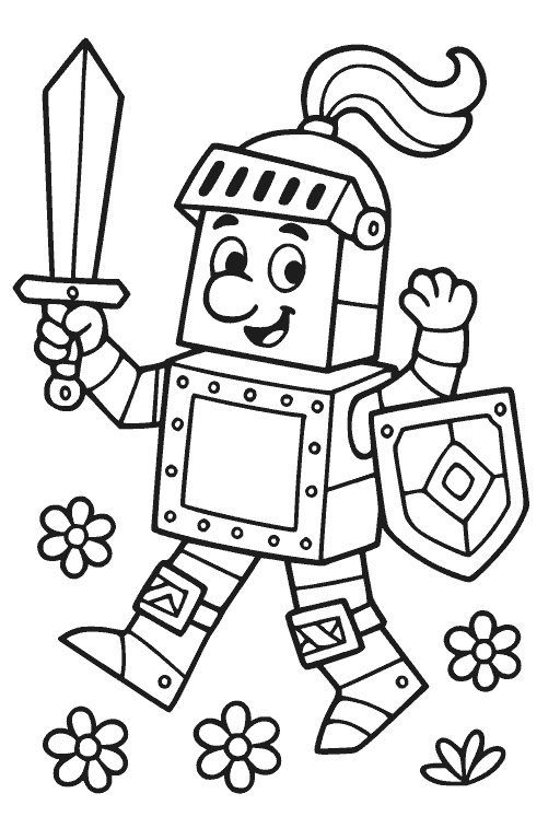 דף צביעה אביר ייחודי להדפסה