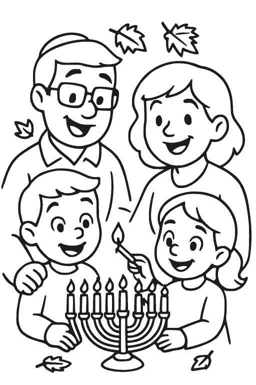 דף צביעה חנוכיה להדפסה