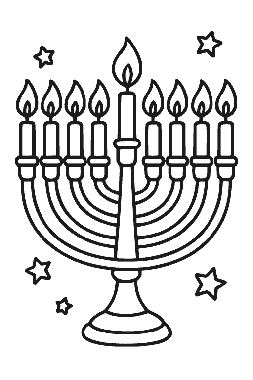 דף צביעה חנוכייה להדפסה
