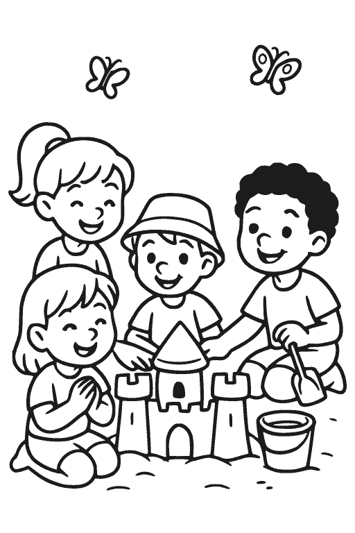 דף צביעה טירת חול להדפסה