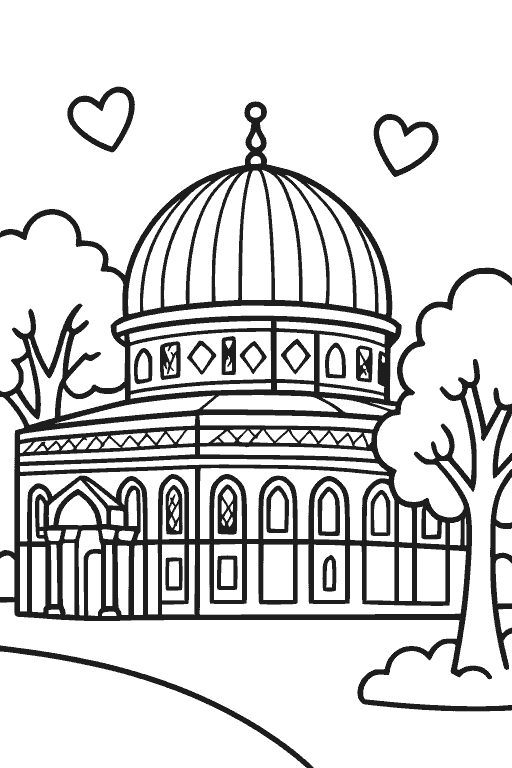 דף צביעה כיפת הסלע להדפסה