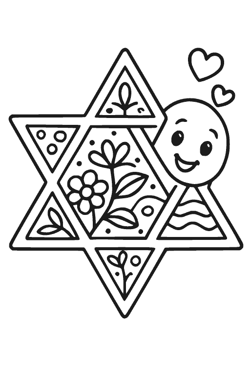 דף צביעה מגן דוד להדפסה