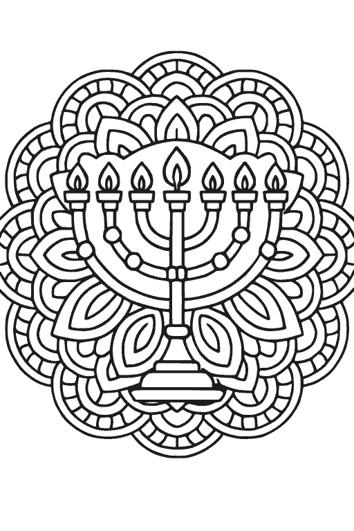 דף צביעה מנורת המקדש להדפסה
