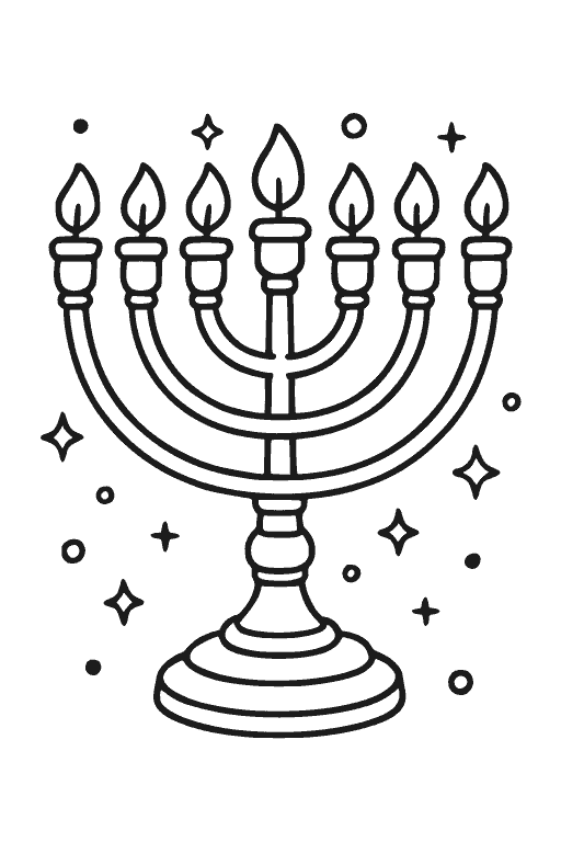 דף צביעה מנורת שבעת הקנים להדפסה