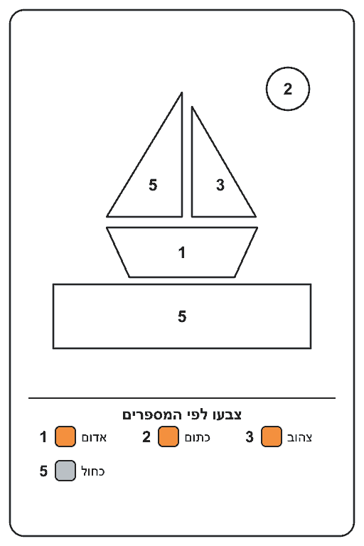 דף צביעה לפי מספרים סירה להדפסה