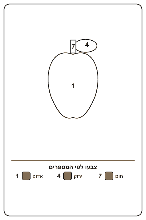 דף צביעה לפי מספרים תפוח להדפסה