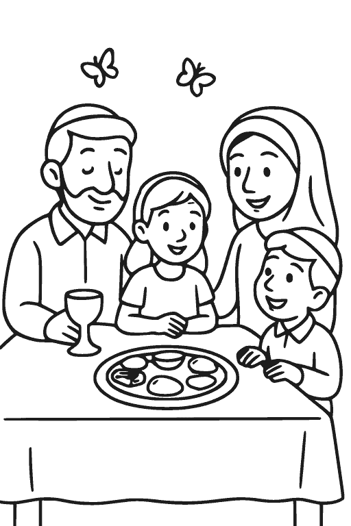 דף צביעה סדר משפחתי להדפסה