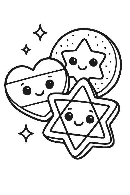 עוגיות כחול־לבן — דף צביעה יום העצמאות להדפסה