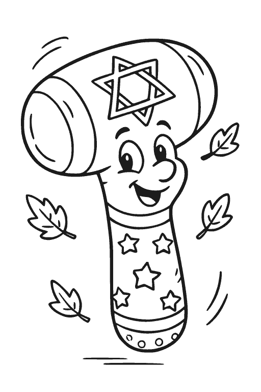 פטיש מתנפח כחול-לבן — דף צביעה יום העצמאות להדפסה