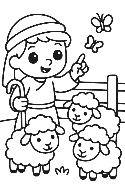 דף צביעה רועה וספירה להדפסה