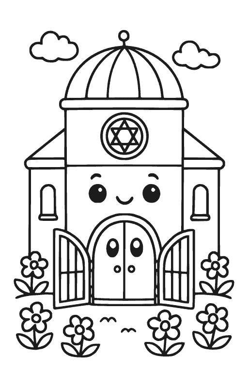 דף צביעה בית כנסת להדפסה