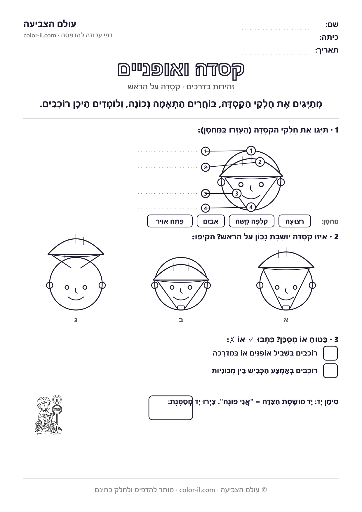 קסדה ואופניים